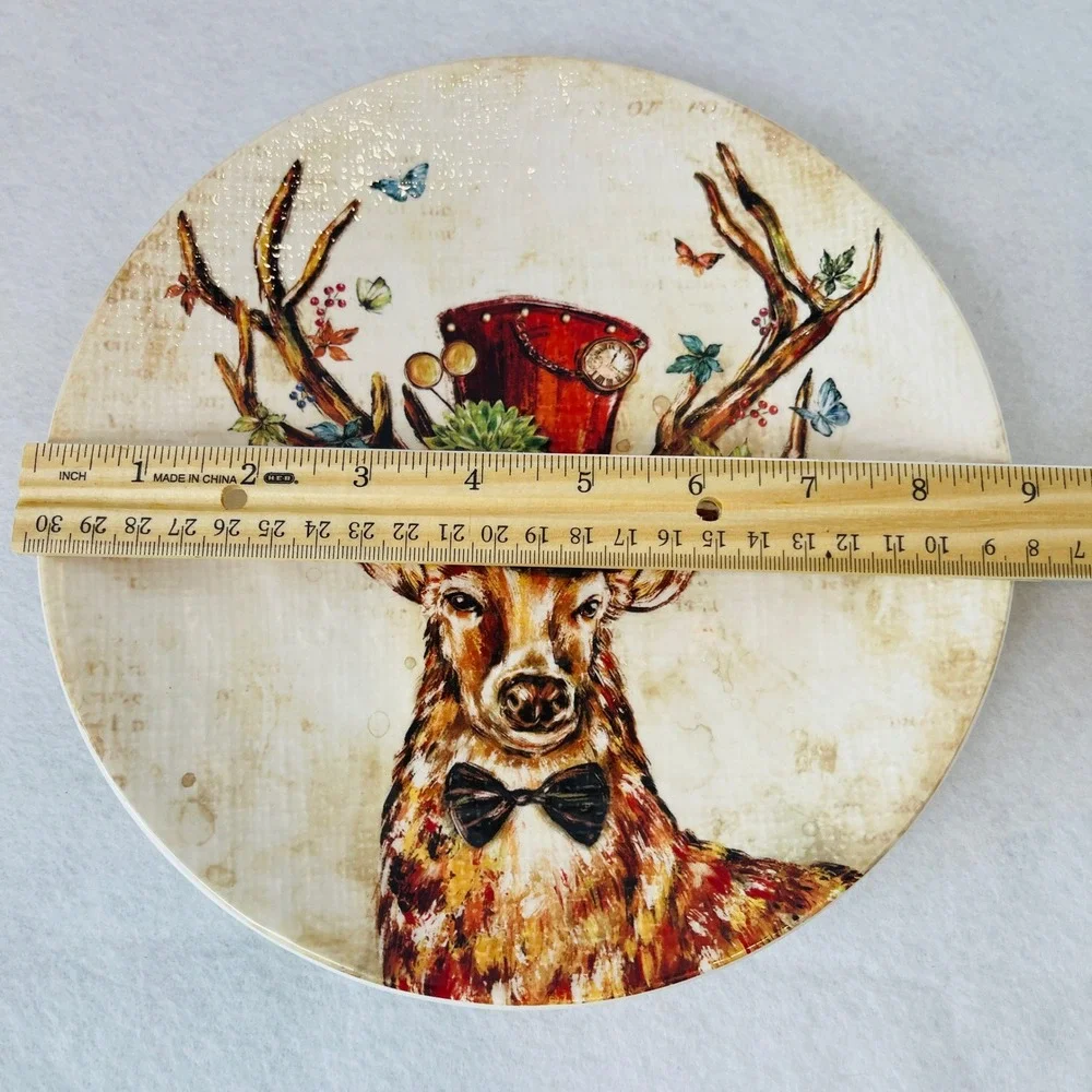 Pier 1 Imports Steampunk Dapper Deer Ironstone Salad Plate‎ 8.25